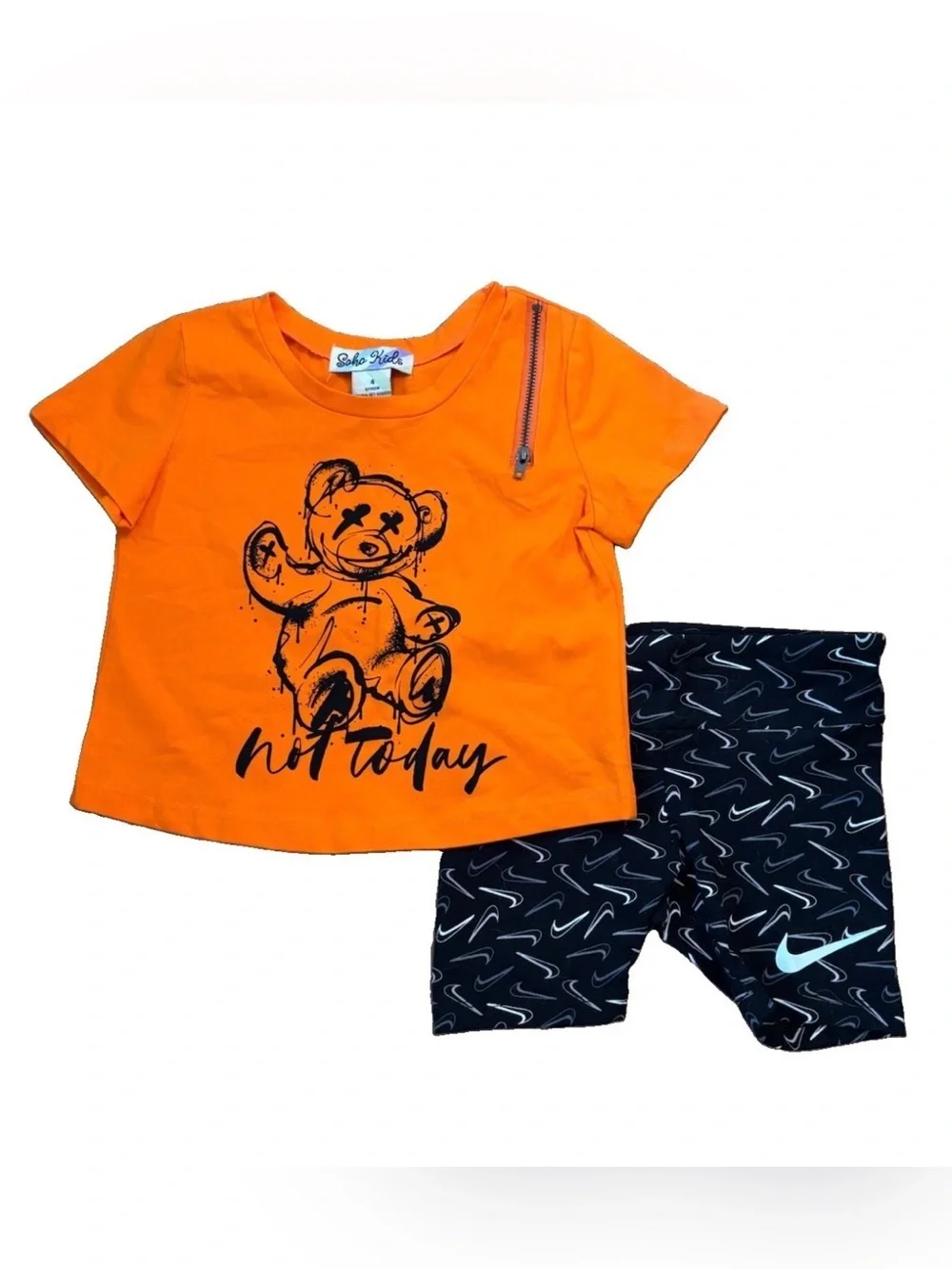 New Little Girls 2-Piece Short Set - SoHo Kids Tee & Nike Shorts - Size 4